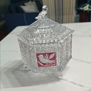 Hofbauer Red Byrd Lidded Trinket Box with Bird Design